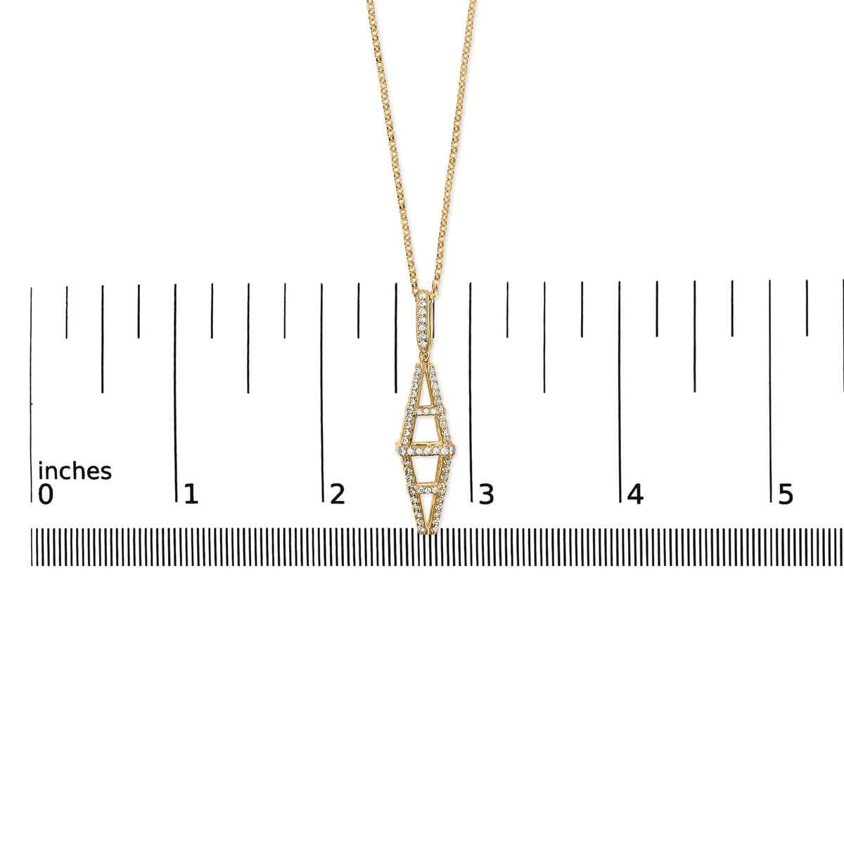 14K Yellow Gold 1.0 Cttw Diamond Studded Geometric Double Pyramid 18" Pendant Necklace (G-H Color, SI1-SI2 Clarity)