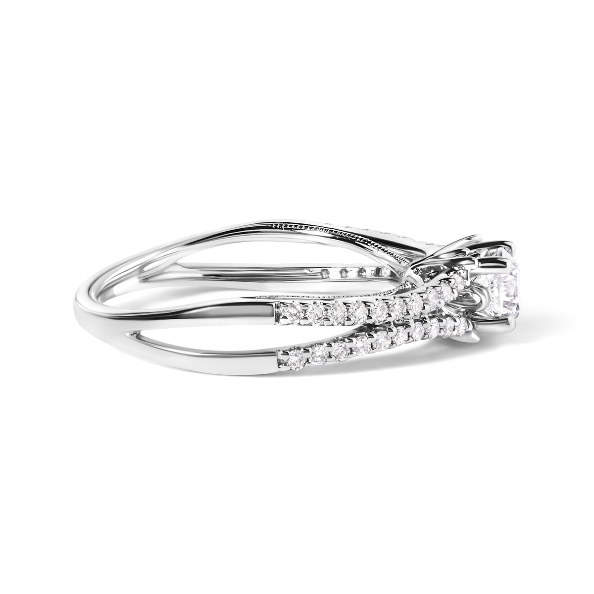14K White Gold 5/8 Cttw Diamond Split Shank Engagement Ring (G-H Color, VS2-SI1 Clarity)