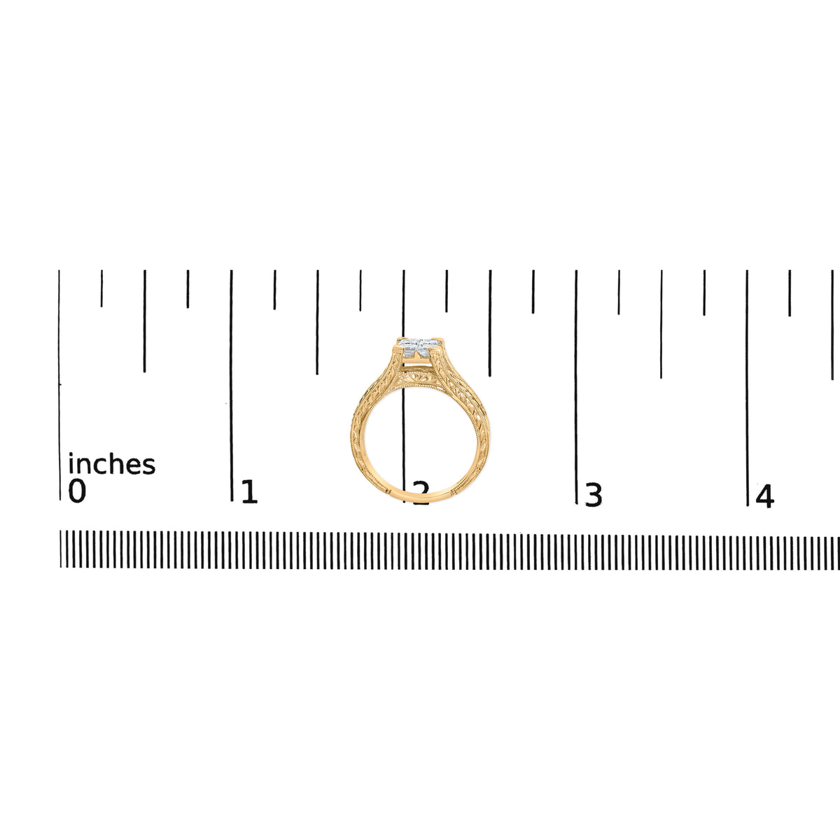 14K Yellow Gold 1.0 Cttw Princess Composite Diamond Engagement Ring (G-H Color, VS1-VS2 Clarity)