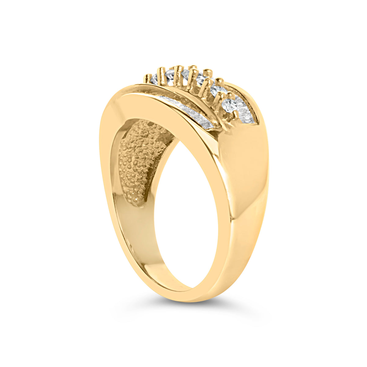 14K Yellow Gold 1.00 Cttw Diamond Cocktall Cluster 5 Stone Ring (H-I Color, SI1-I1 Clarity)