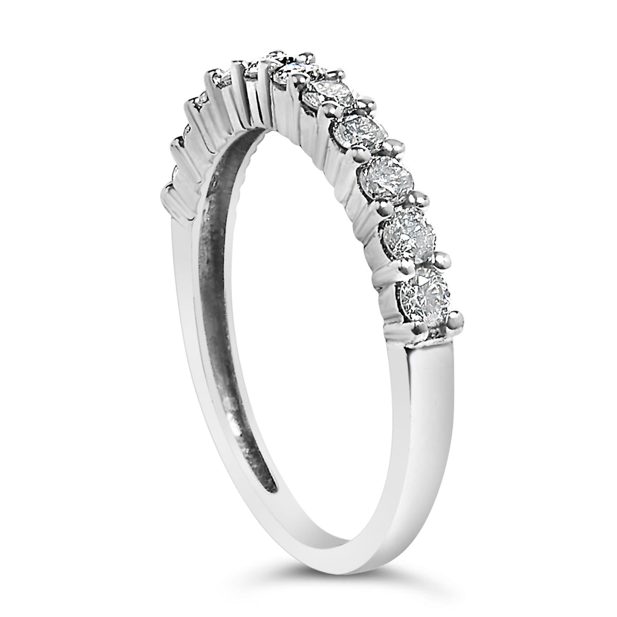 IGI Certified 1/2 Cttw Diamond 10K White Gold Prong Set Fluted Band Style Ring (I-J Color, I2-I3 Clarity)