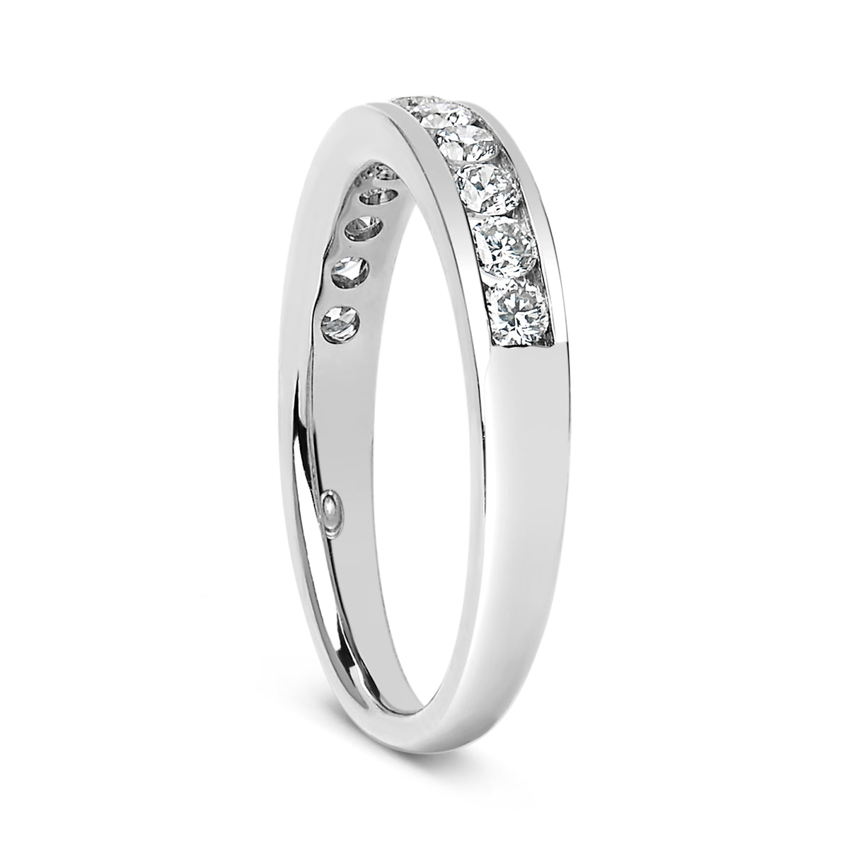 14K White Gold 1/2 Cttw Round Diamond 11 Stone Channel Set Band