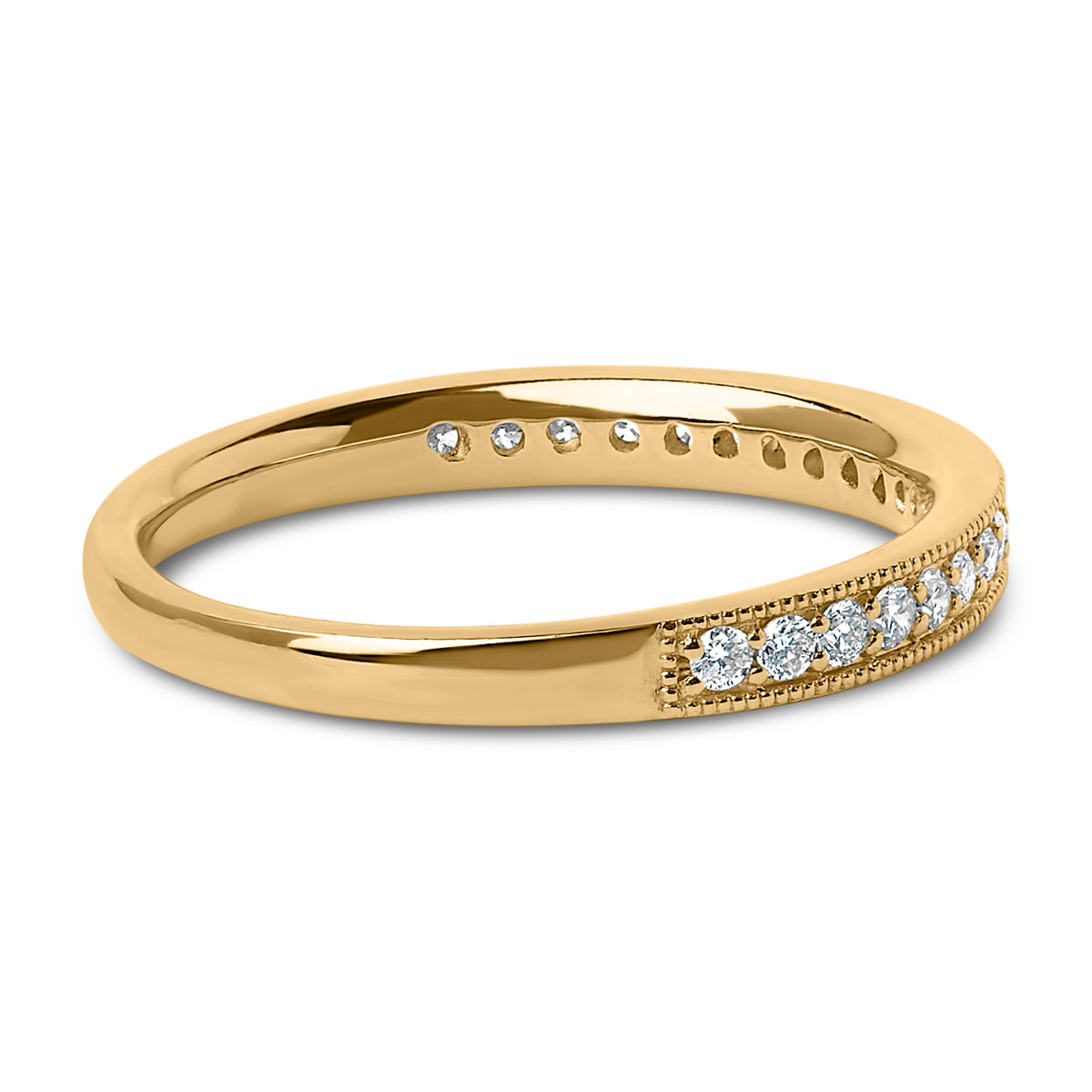 14K Yellow Gold 1/4 Cttw Round Diamond Milgrain Wedding Band (I-J Color, SI2-I1 Clarity)