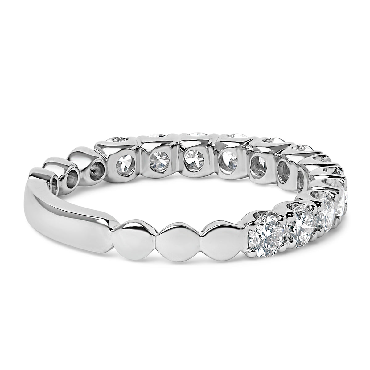14K White Gold 1.00 Cttw Round Diamond Prong Set Wedding Band