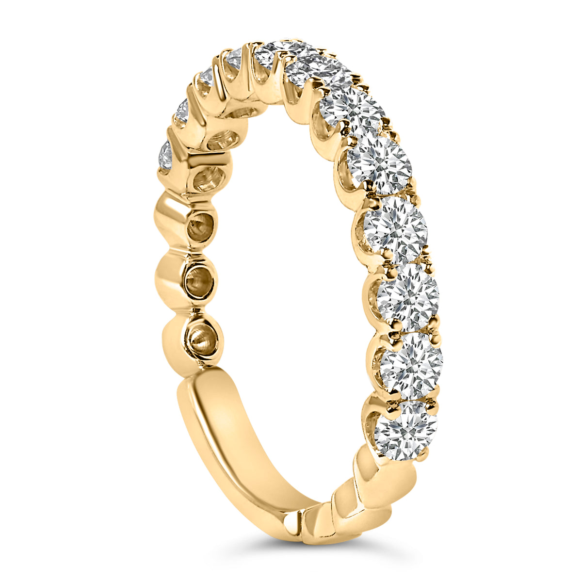 14K Yellow Gold 1.00 Cttw Round Diamond Prong Set Wedding Band