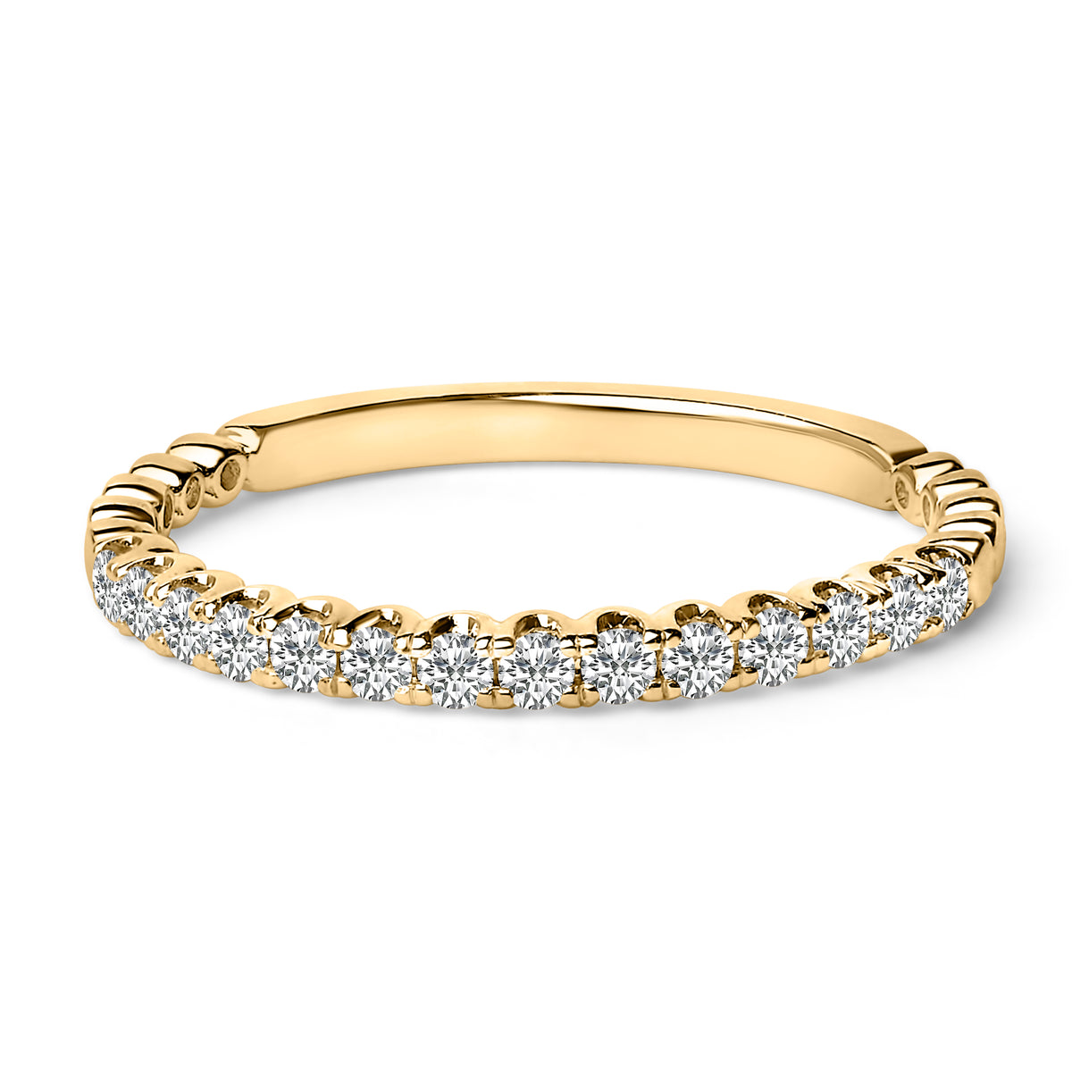 14K Yellow Gold 1/4 Cttw Round Diamond Prong Set Wedding Band