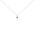 10K White Gold 5x3mm Pink Tourmaline and Diamond Accent Halo Pear Shape 18" Pendant Necklace (I-J Color, I1-I2 Clarity)