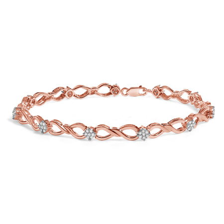10K Rose Gold 1/2 cttw Diamond Cluster and Infinity Weave Link Bracelet (H-I Color, I2-I3 Clarity)"