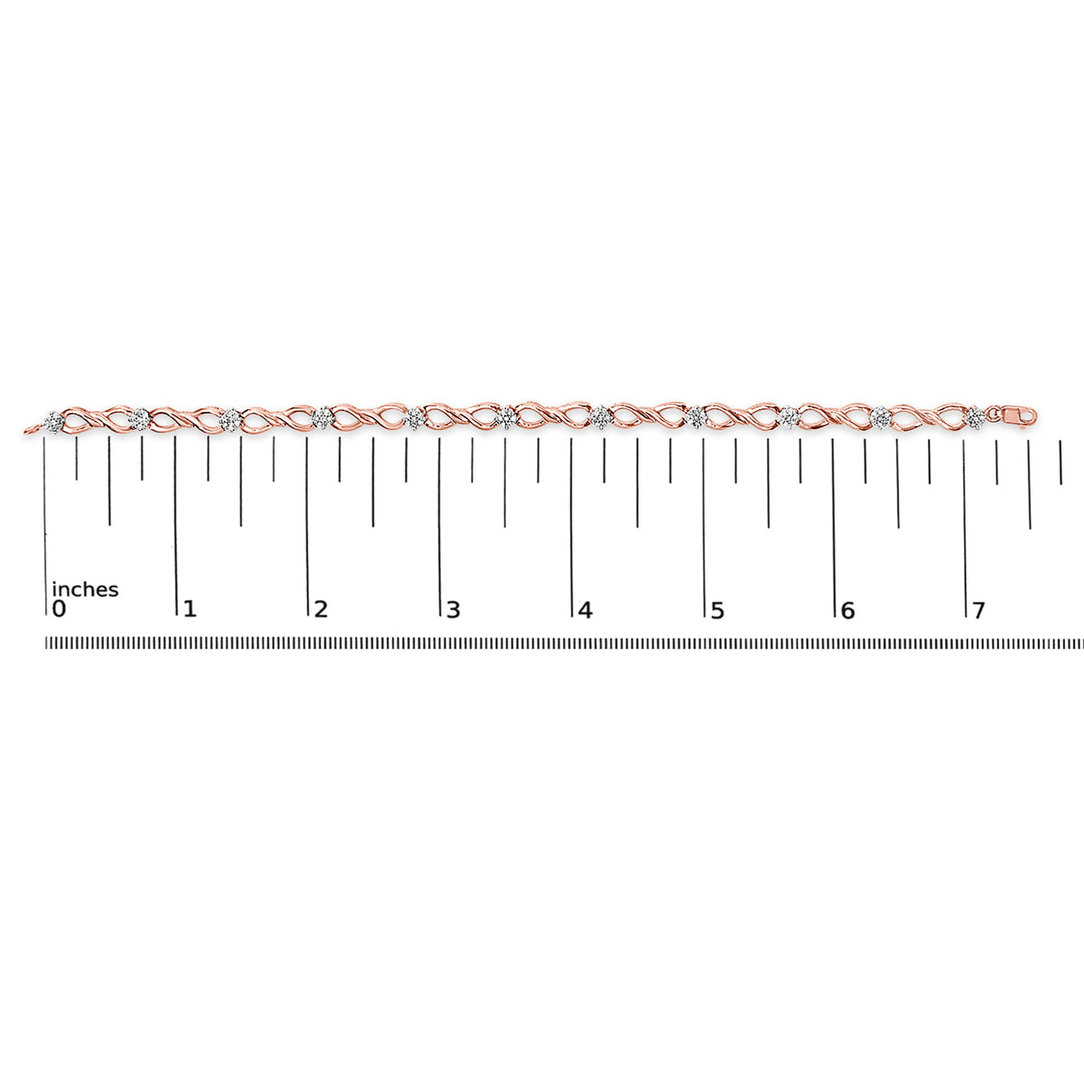 10K Rose Gold 1/2 cttw Diamond Cluster and Infinity Weave Link Bracelet (H-I Color, I2-I3 Clarity)"