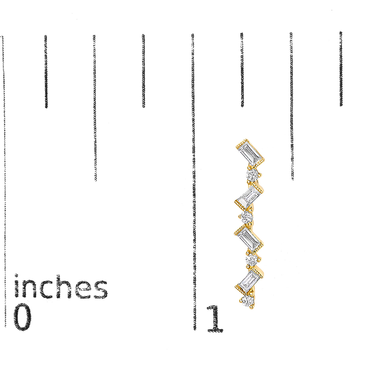 14K Yellow Gold 1/2 Cttw Diamond Zig Zag Drop Earrings (I-J Color, SI2-I1 Clarity)