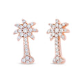 10K Rose Gold 1/4 Cttw Diamond Palm Tree Push Back Stud Earrings (H-I Color, I1-I2 Clarity)