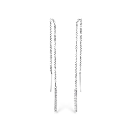 10K White Gold 1/10 Cttw Diamond Threader Earrings