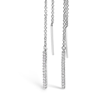 10K White Gold 1/10 Cttw Diamond Threader Earrings - Model View