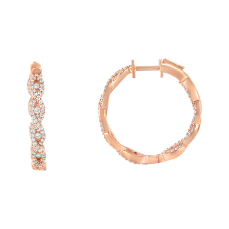 10K Rose Gold Diamond Hoop Earring (1 cttw, H-I Color, I1-I2 Clarity) - Model View