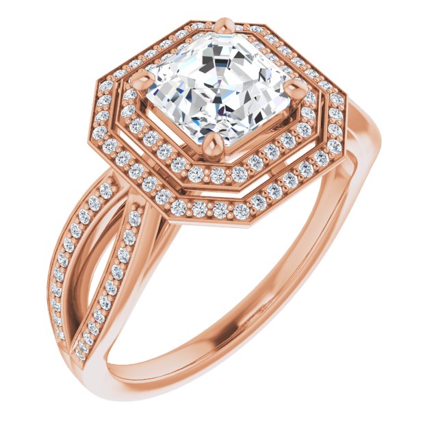 Asscher Double Halo-Style Ring Mounting