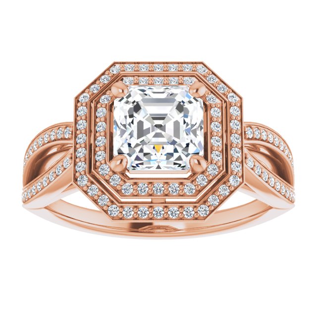 Asscher Double Halo-Style Ring Mounting