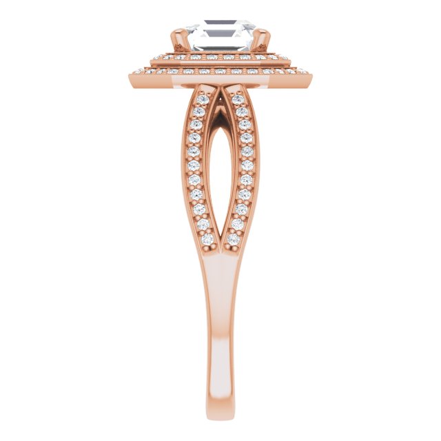 Asscher Double Halo-Style Ring Mounting