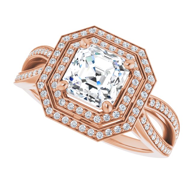 Asscher Double Halo-Style Ring Mounting