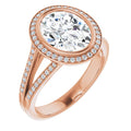 Oval Halo-Style Bezel-Set Engagement Ring Mounting