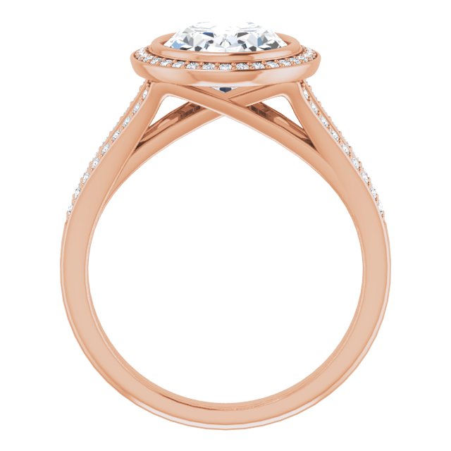 Oval Halo-Style Bezel-Set Engagement Ring Mounting