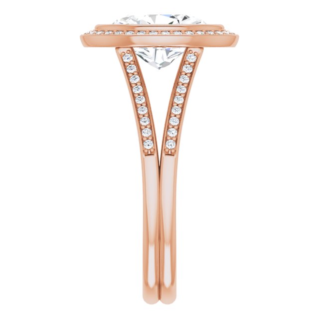 Oval Halo-Style Bezel-Set Engagement Ring Mounting