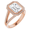 Emerald Halo-Style Bezel-Set Engagement Ring Mounting