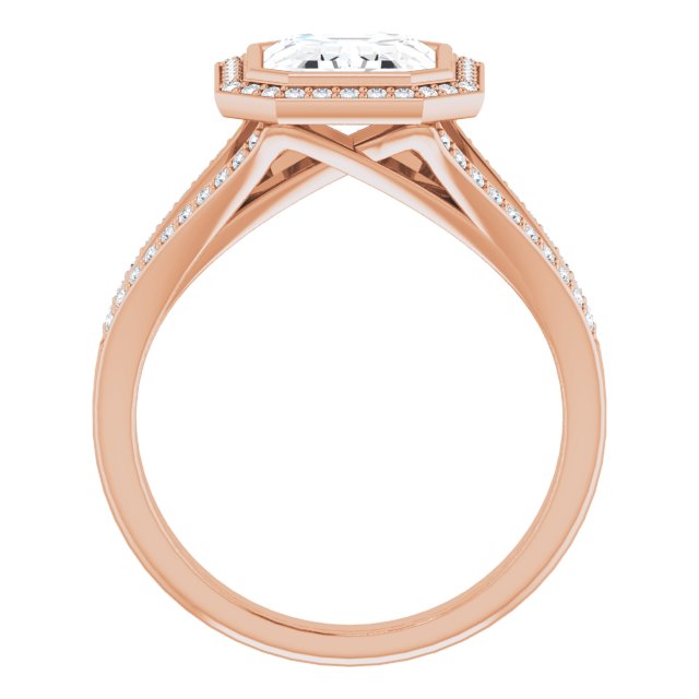 Emerald Halo-Style Bezel-Set Engagement Ring Mounting