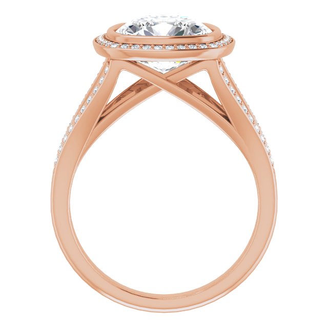 Cushion Halo-Style Bezel-Set Engagement Ring Mounting