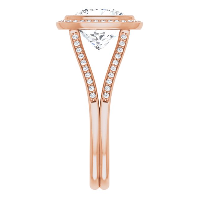 Cushion Halo-Style Bezel-Set Engagement Ring Mounting
