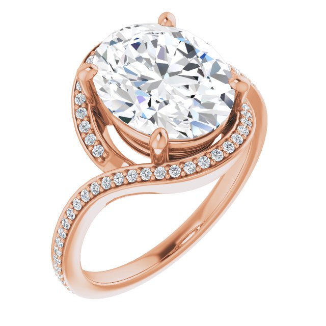 Oval Bypass Halo-Style Engagement Ring Mounting