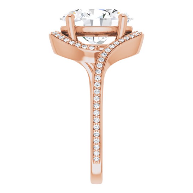 Oval Bypass Halo-Style Engagement Ring Mounting