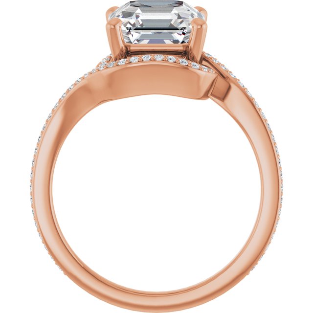 Asscher Bypass Halo-Style Engagement Ring Mounting