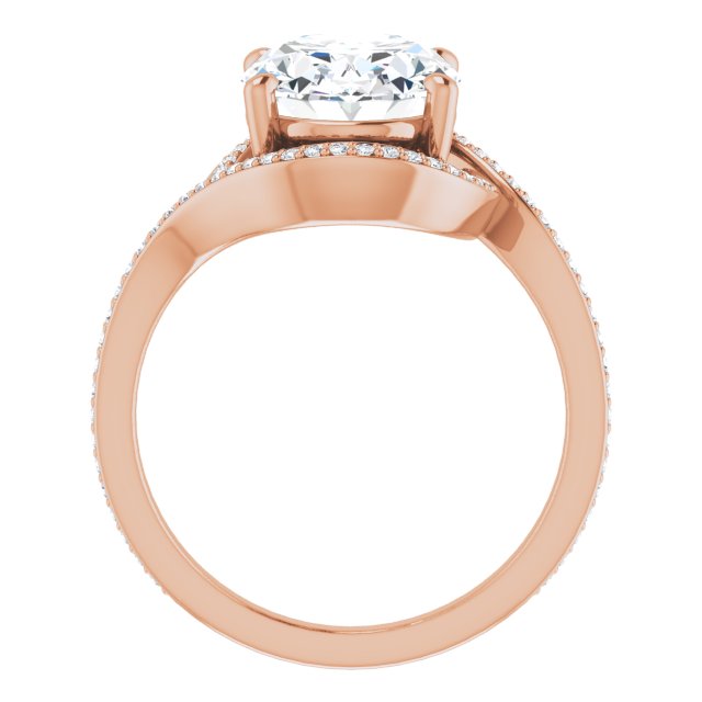 Oval Bypass Halo-Style Engagement Ring Mounting