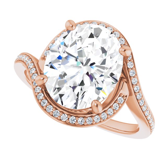 Oval Bypass Halo-Style Engagement Ring Mounting