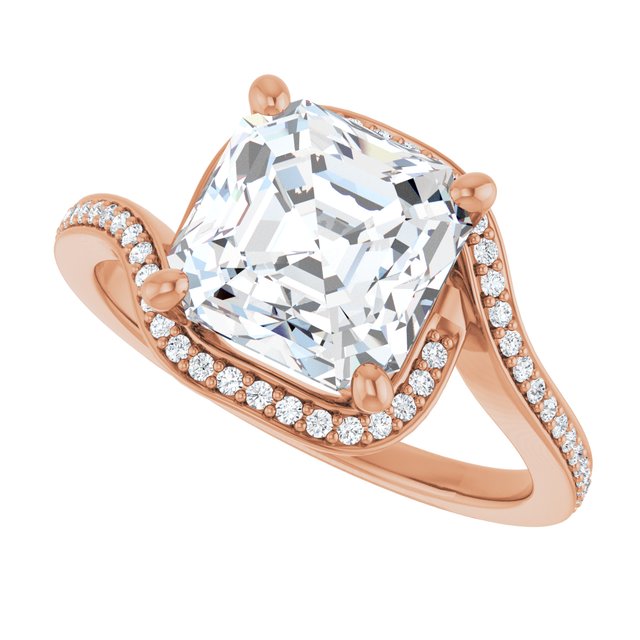 Asscher Bypass Halo-Style Engagement Ring Mounting
