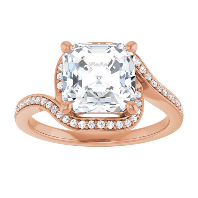 Asscher Bypass Halo-Style Engagement Ring Mounting