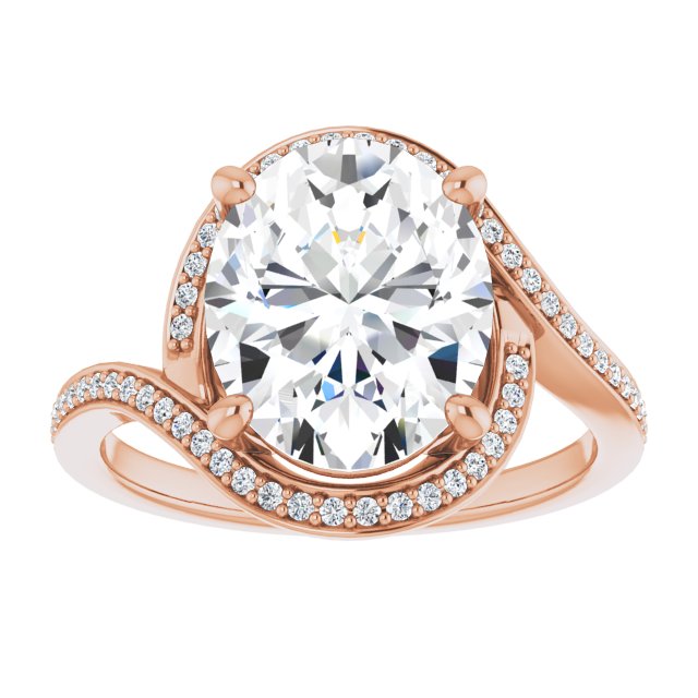 Oval Bypass Halo-Style Engagement Ring Mounting