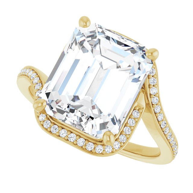 Emerald Bypass Halo-Style Engagement Ring Mounting