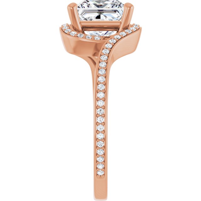 Square Bypass Halo-Style Engagement Ring Mounting