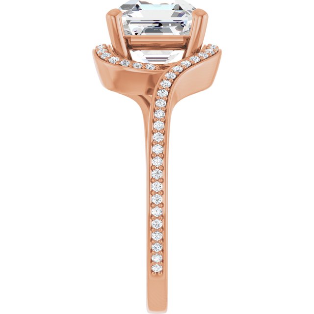 Asscher Bypass Halo-Style Engagement Ring Mounting