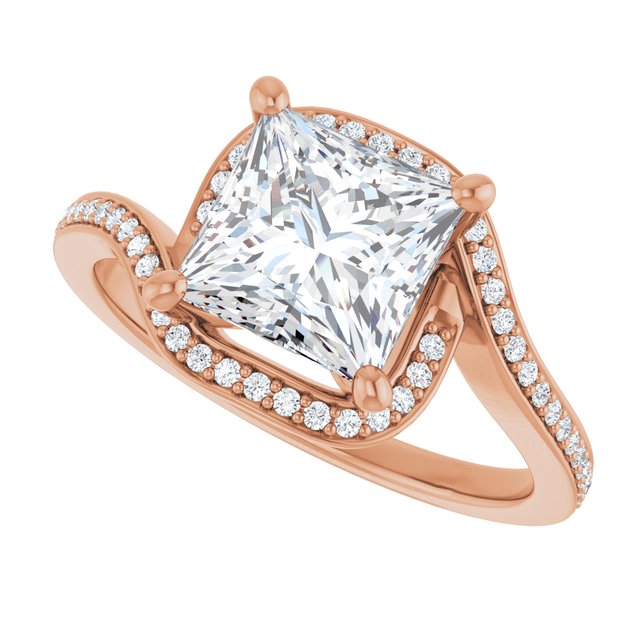 Square Bypass Halo-Style Engagement Ring Mounting