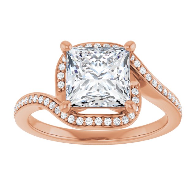 Square Bypass Halo-Style Engagement Ring Mounting