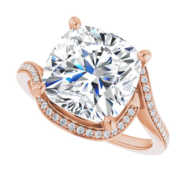 Cushion Bypass Halo-Style Engagement Ring Mounting