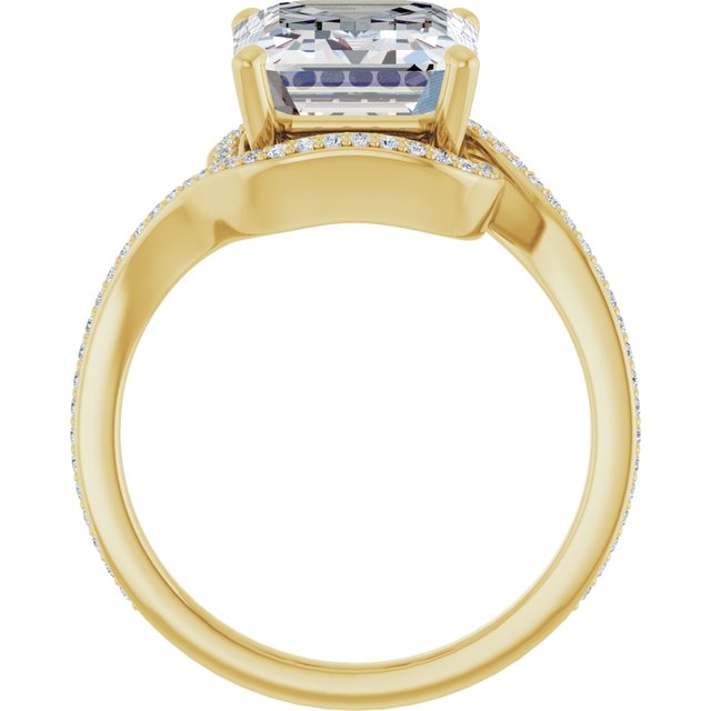 Emerald Bypass Halo-Style Engagement Ring Mounting