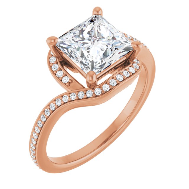 Square Bypass Halo-Style Engagement Ring Mounting