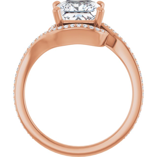 Square Bypass Halo-Style Engagement Ring Mounting
