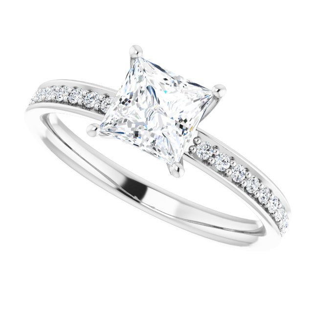 Square Accented Engagement Ring