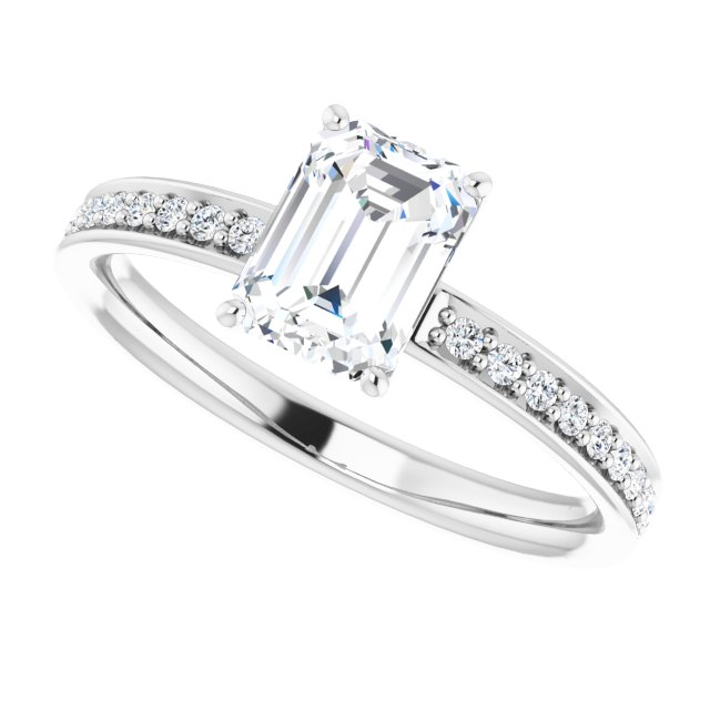 Emerald Accented Engagement Ring