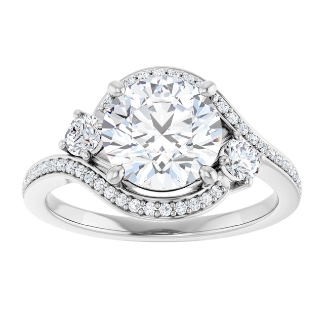 Round Bypass Halo-Style Engagement Ring Mounting