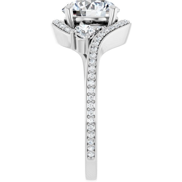 Round Bypass Halo-Style Engagement Ring Mounting